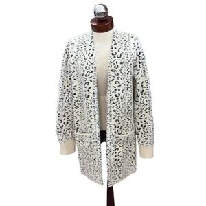 eVOLUTION by Cyrus Women L Fuzzy Leopard Cardigan Duster Stretch Soft